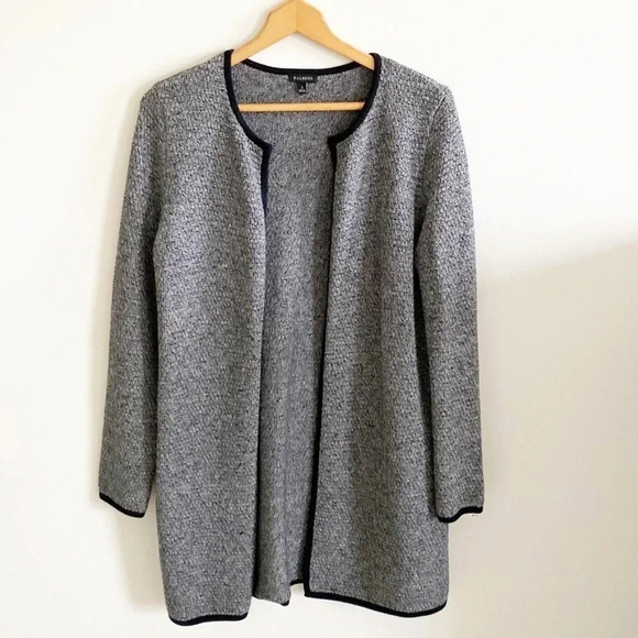 Talbots gray black textured open front sweater cardigan jacket size small - Picture 1 of 7
